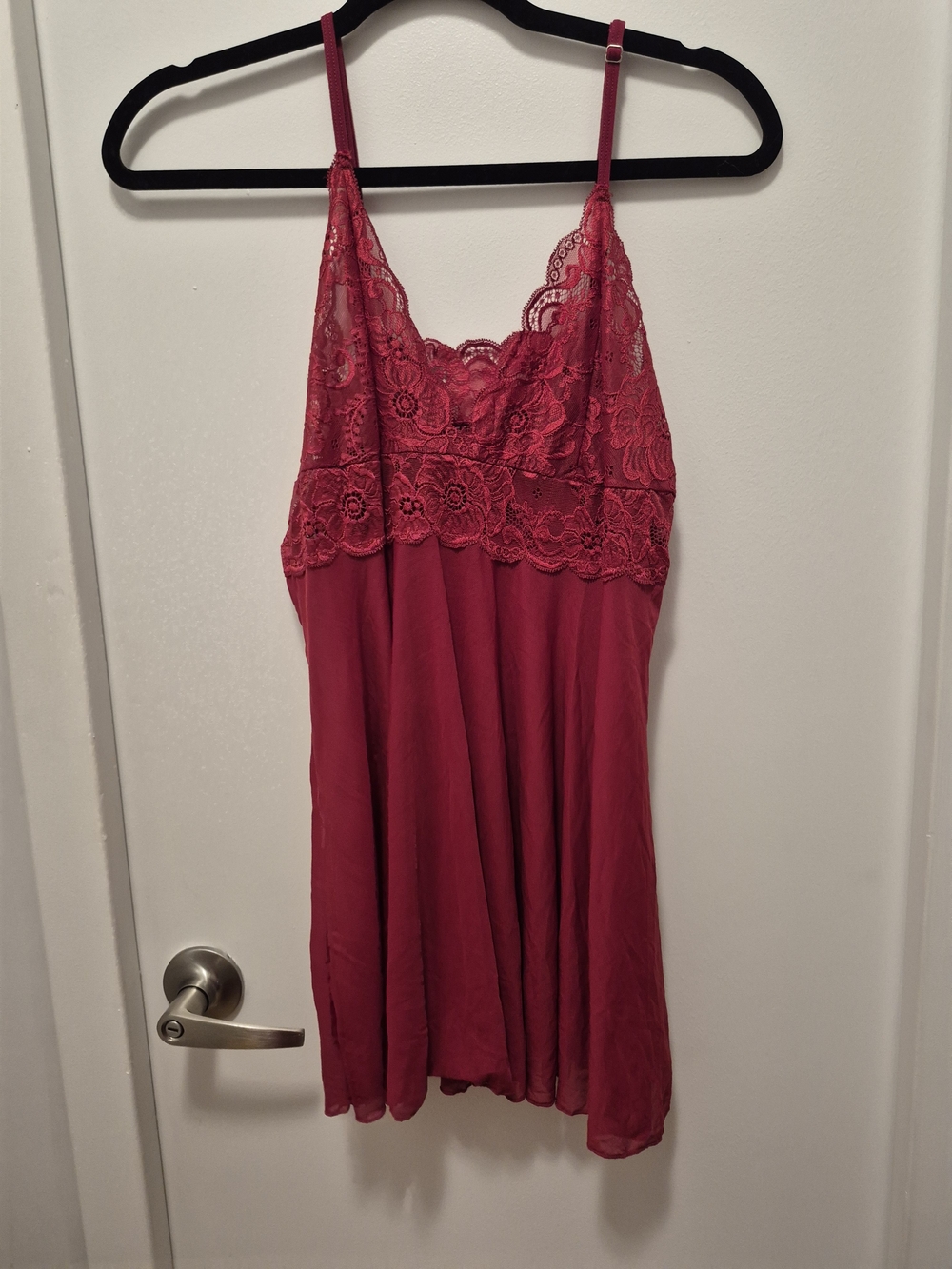 SHEIN Red Lace Trim Chemise Slip